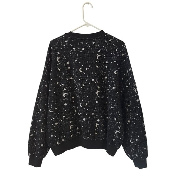 PacSun Black Celestial Sun Stars Moon Graphic AOP Sweatshirt One Size Crewneck - Picture 3 of 10